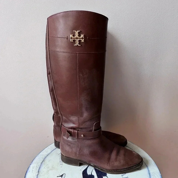 Tory Burch Shoes - Tory Burch Brown Leather Knee High Riding Boots Size 7.5